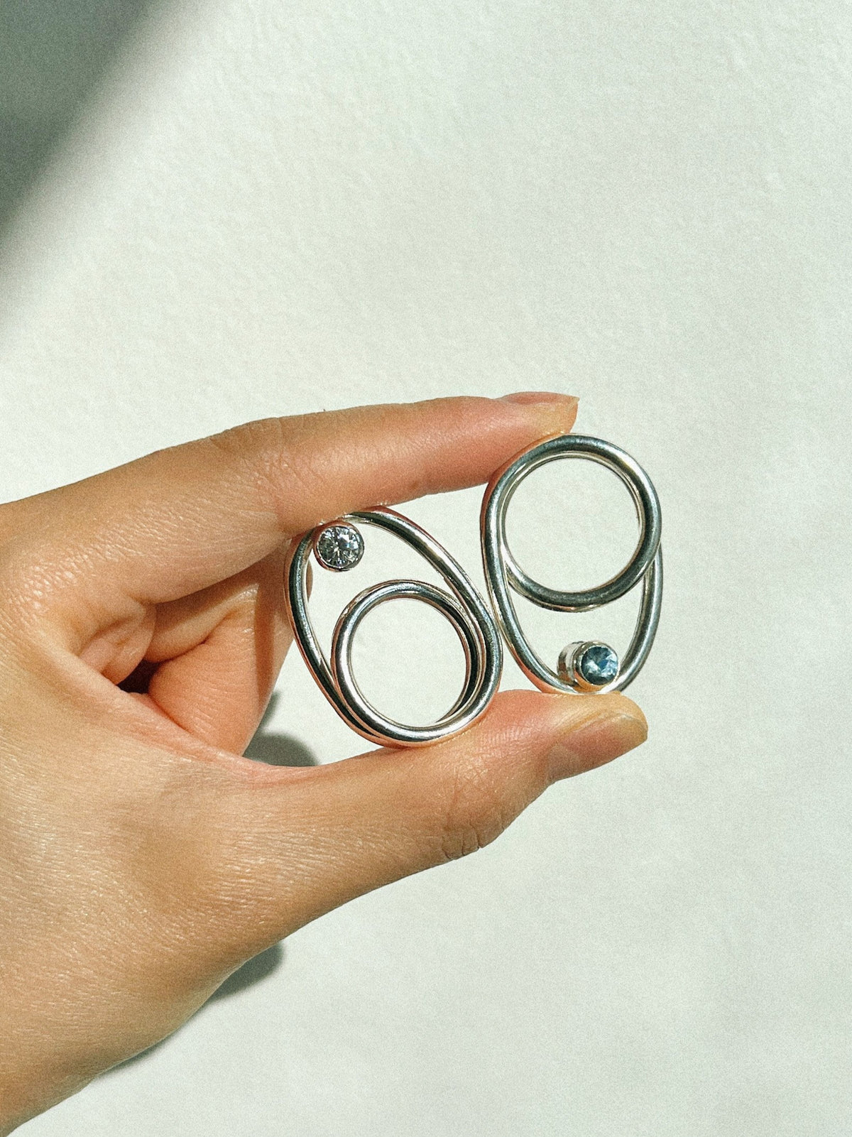 Flip Ring / Double-Sided Birthstone Silver Ring image 0