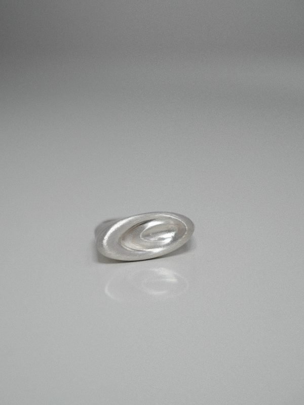 Silver signet ring inspired by space age